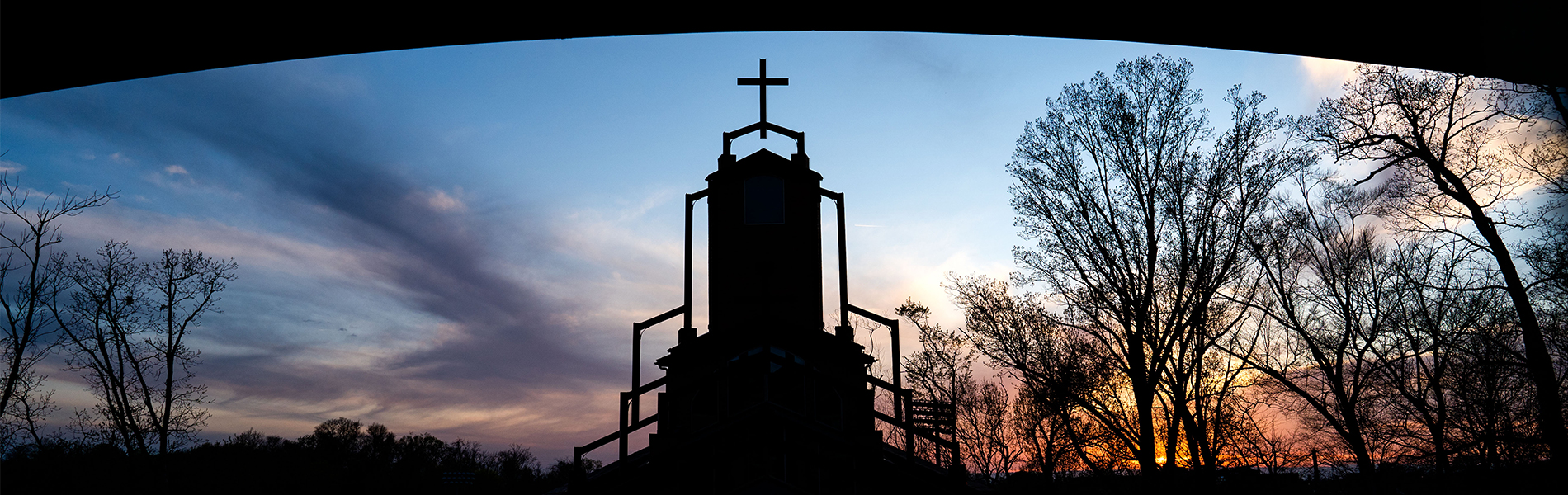 Our Lady of the Woods Chapel at sunset