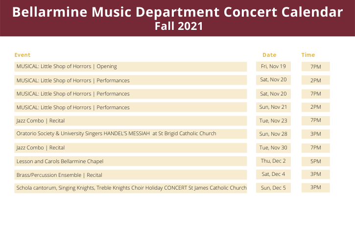Music Department Concert Calendar
