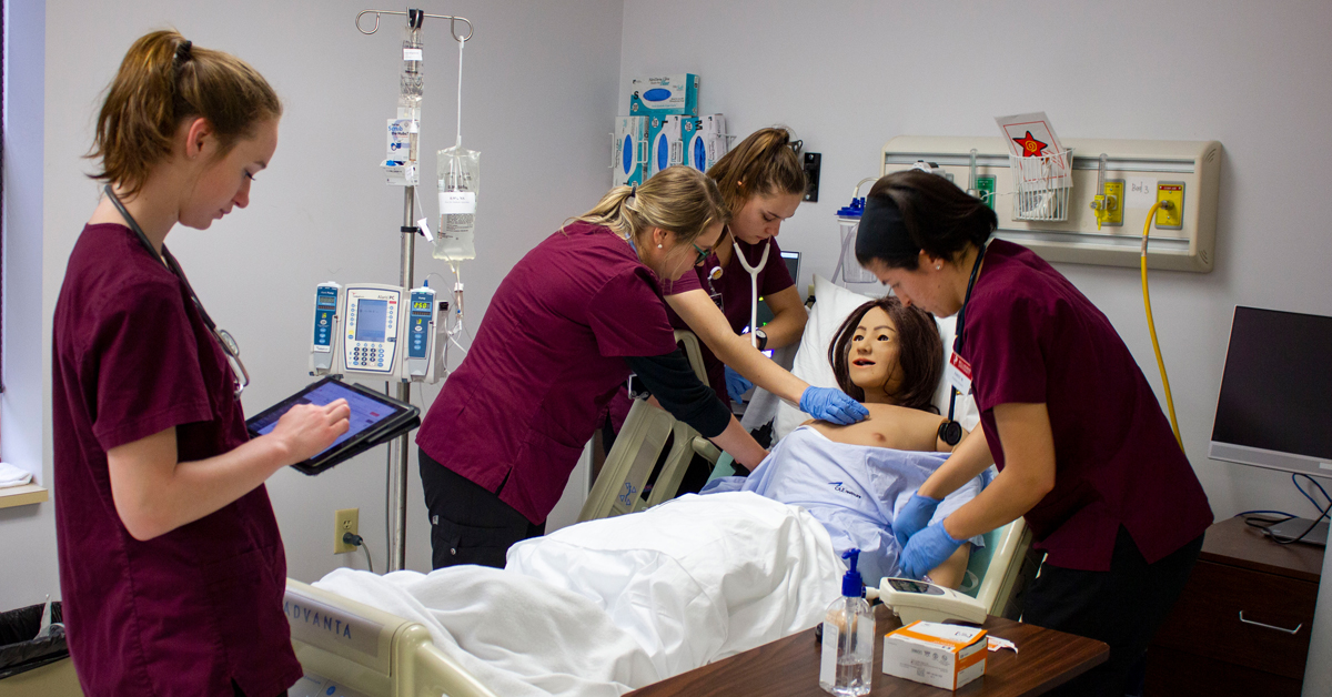 Nursing Students Working in Simulation Lab