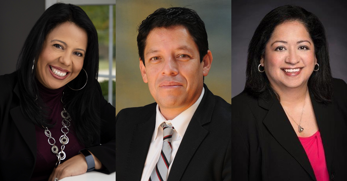 Headshots of three people