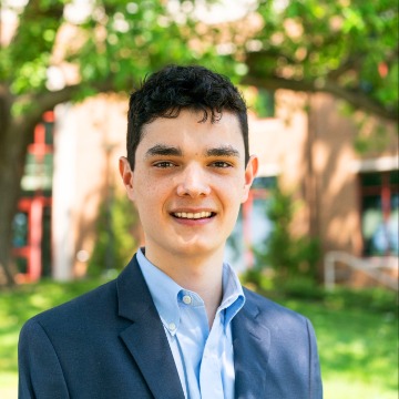 Bellarmine Music student Evan Bullock poses for a portrait.