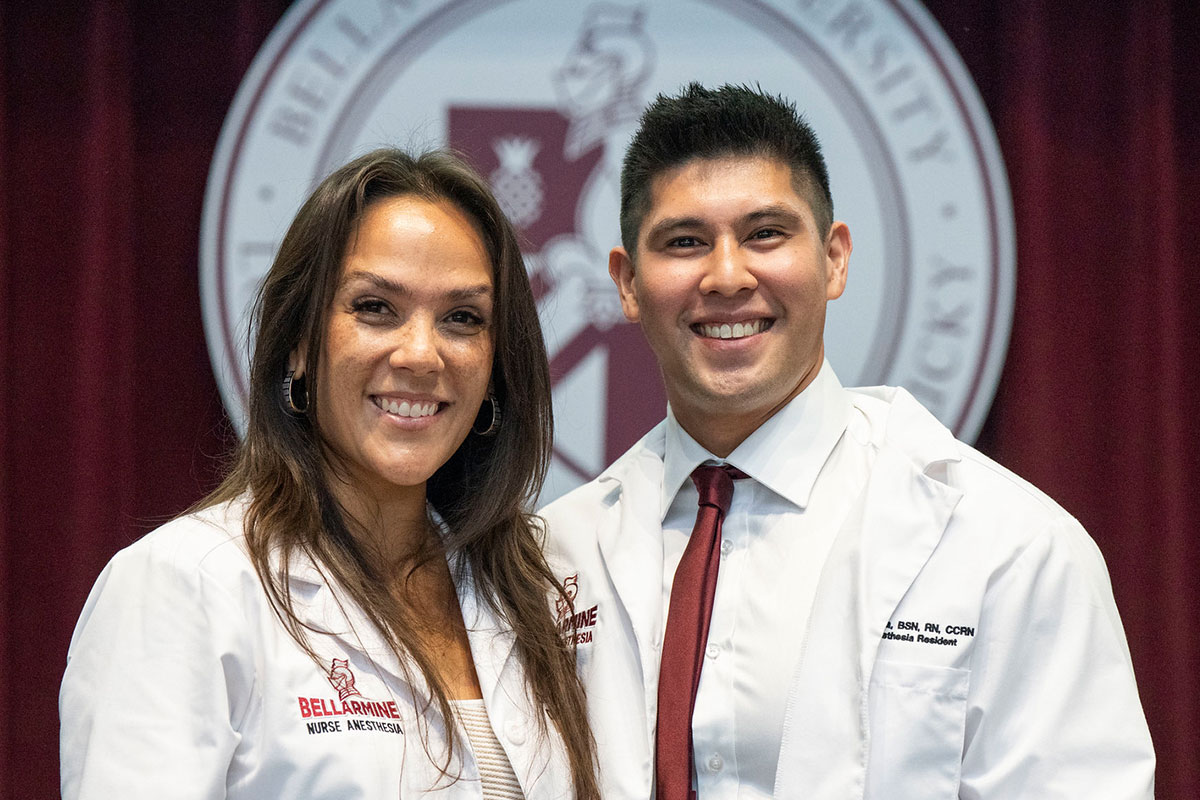 bellarmine professor and student at graduation