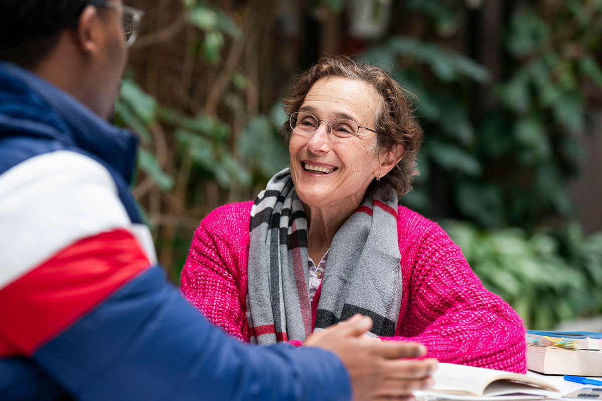 bellarmine professor with student