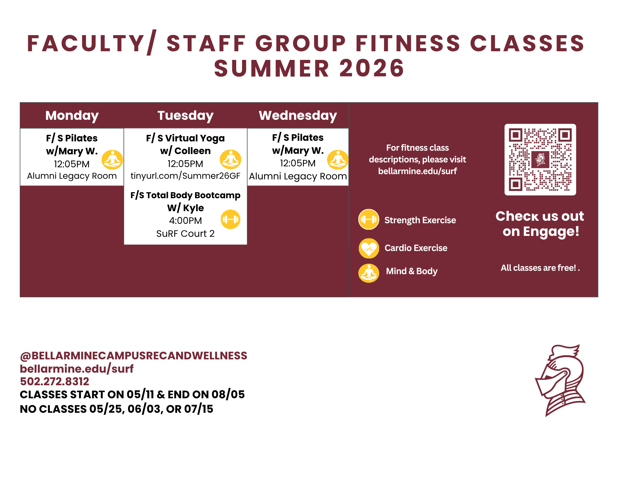Group Fitness Faculty Staff Group fitness schedule for faculty/staff during summer